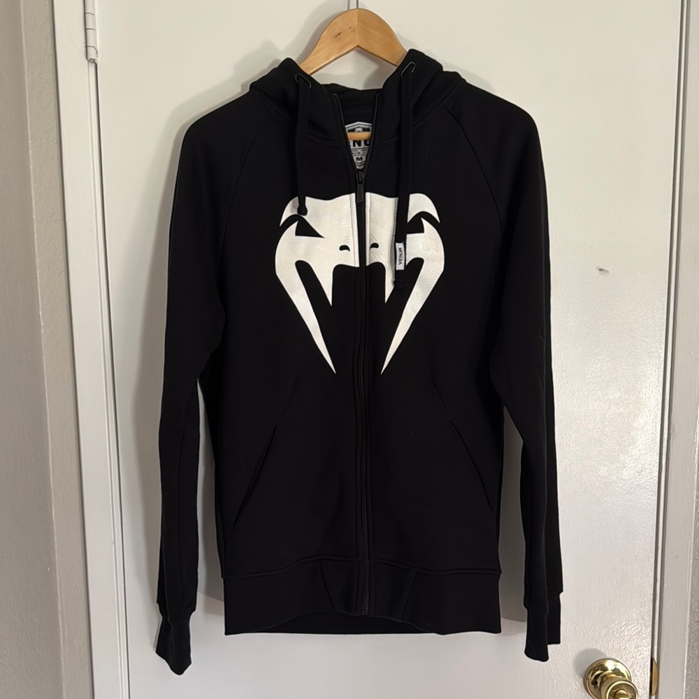 Venum Black Hoodie with White Snake Design